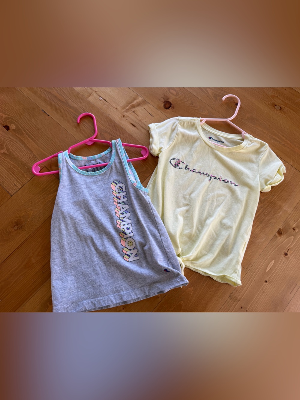 Champion Girls' Gray Tank Top with Pastel Trim and Yellow Tee Set